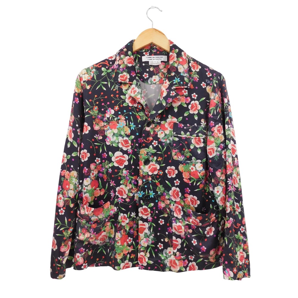 Comme des Garcons Floral Button Down Silk Shirt Womens Small Made In Japan